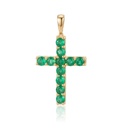 Pingente Cruz 11 Esmeraldas Brasileiras Redonda 2,12ct 4,40g Ouro Amarelo 18k - Coleção Crucifixo