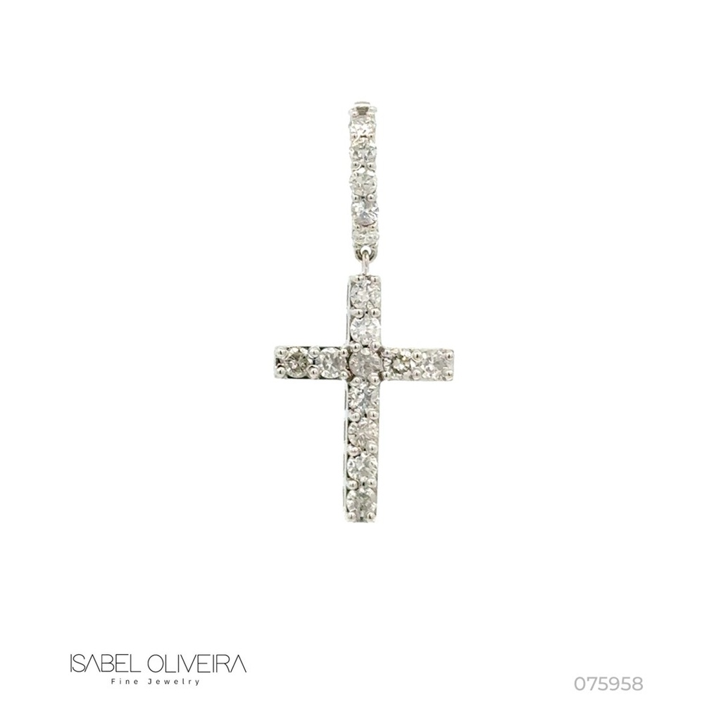 [075958] Pingente Cruz 16 Brilhantes 1,15ct H SI1 3,36g Ouro Branco 18k - Coleção Crucifixos