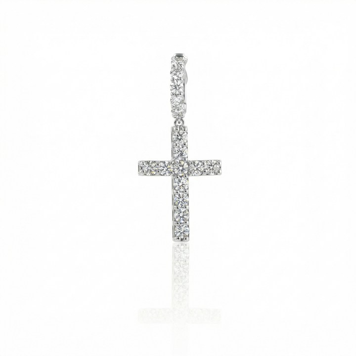 [074338] Pingente Cruz 16 Brilhantes 1,31ct H VS2 3,75g Ouro Branco 18k - Coleção Crucifixo