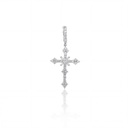 PINGENTE CRUZ 4 DIAMANTES TRAPEZIOS 0,05CT 39 BRILHANTES 1,26CT 3,25G OURO BRANCO 18K - COLEÇAO CRUCIFIXOS