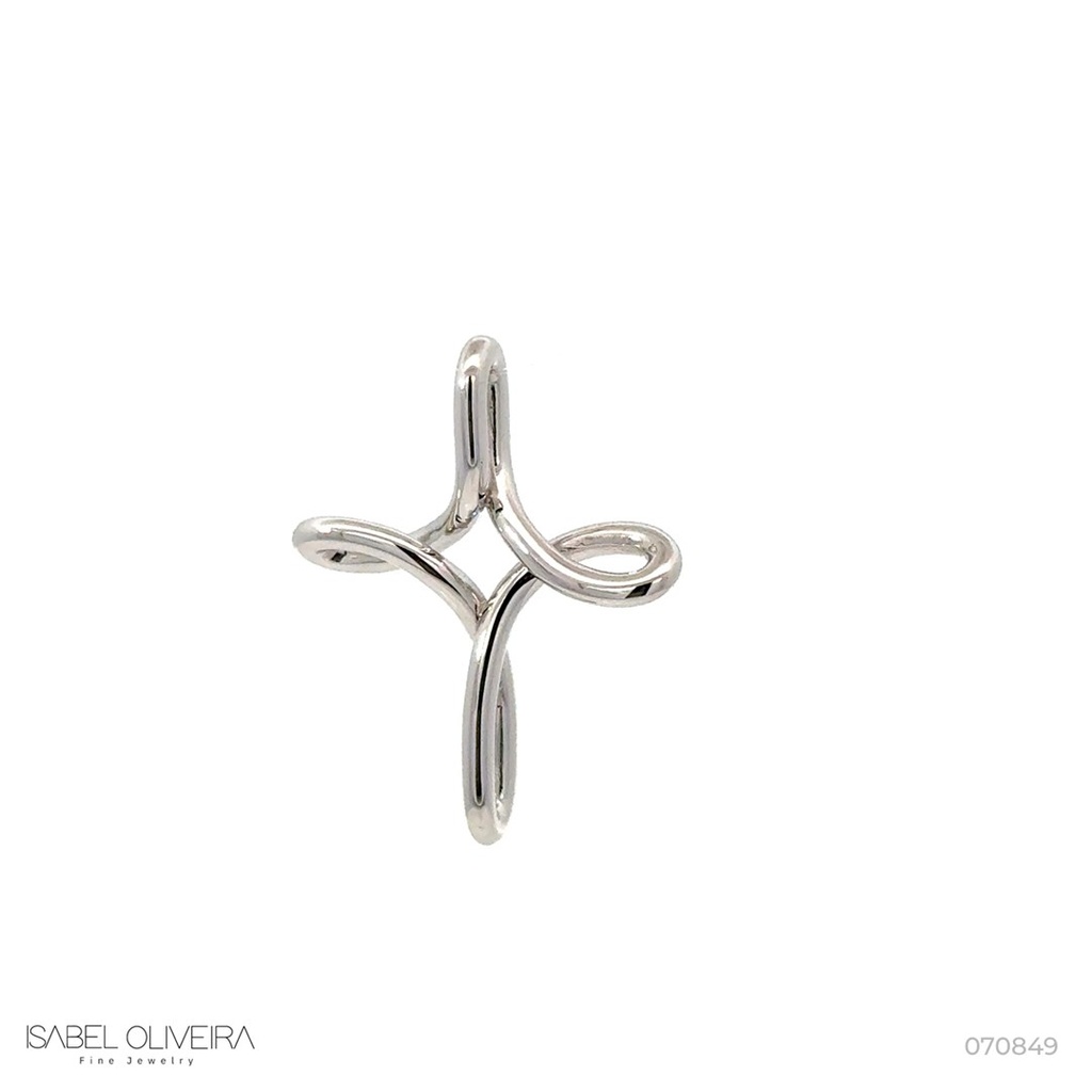 [070849] Pingente Cruz 4,21g Ouro Branco 18k - Coleção Crucifixo