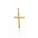 PINGENTE CRUZ CURVADA 40MM 2,10G OURO AMARELO 18K - COLEÇAO CRUCIFIXOS