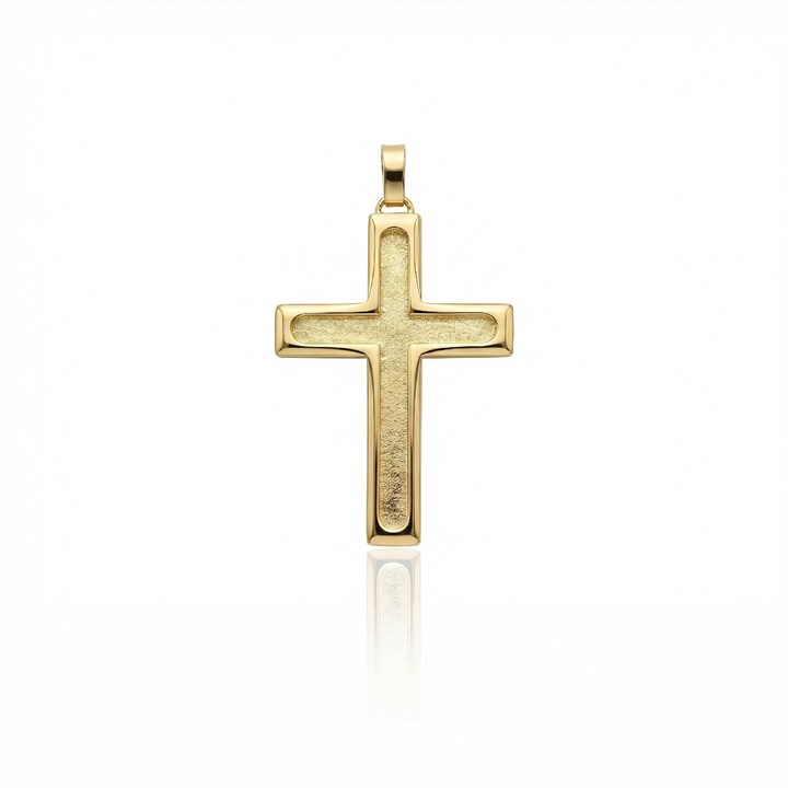 [062888] Pingente Cruz Trabalhada 33mm 1,90g Ouro Amarelo 18k - Coleção Crucifixos
