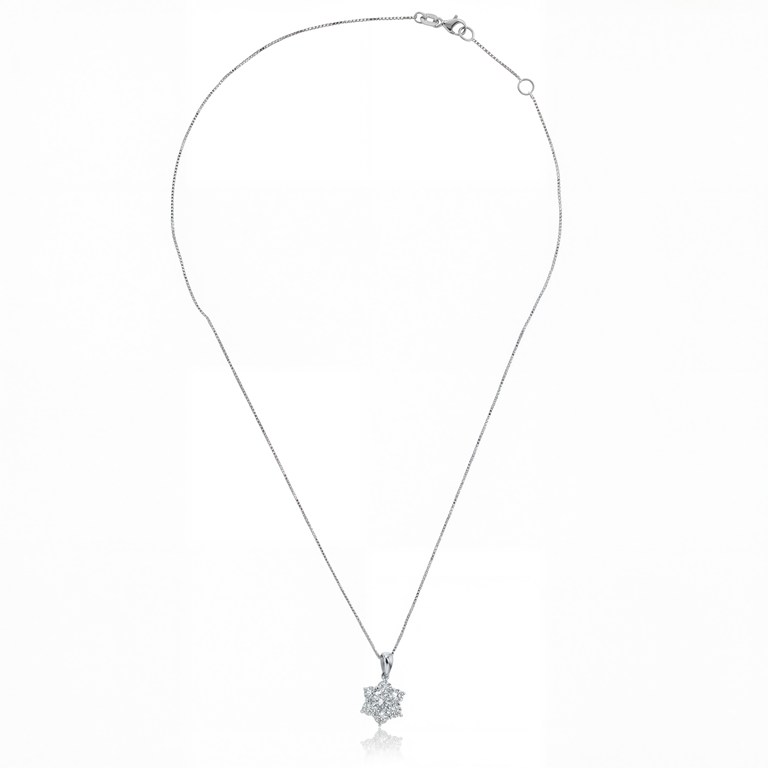[073737] Pingente Flor 7 Brilhantes 0,22ct 1,27g Ouro Branco 18k - Coleção Laisa