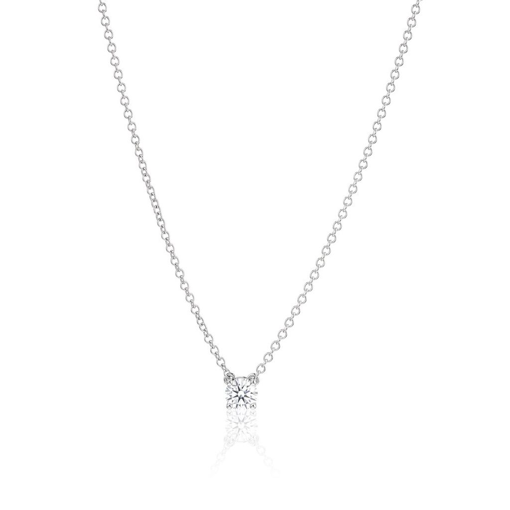50-Colar Ponto de Luz Brilhante 0,51ct g VS2 Corrente Elo Português 45cm 2,72g Ouro Branco 18k - Certificado EGL 1701850527 - Coleção Only You