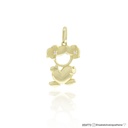 PINGENTE MENINA CORAÇAO 2 ZIRCONIAS BRANCAS 1,10G OURO AMARELO 18K - COLEÇAO MES E FILHOS
