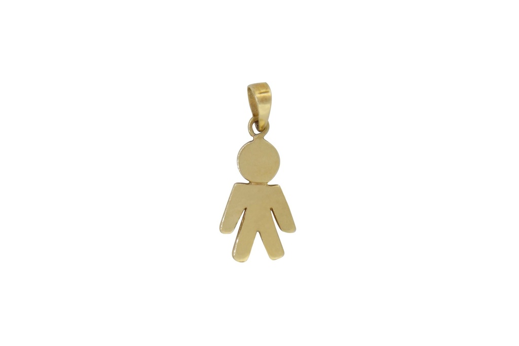 PINGENTE MENINO CHAPA COM DETALHE FOSCO 1,0G OURO AMARELO 18K - COLEÇAO MAES E FILHOS