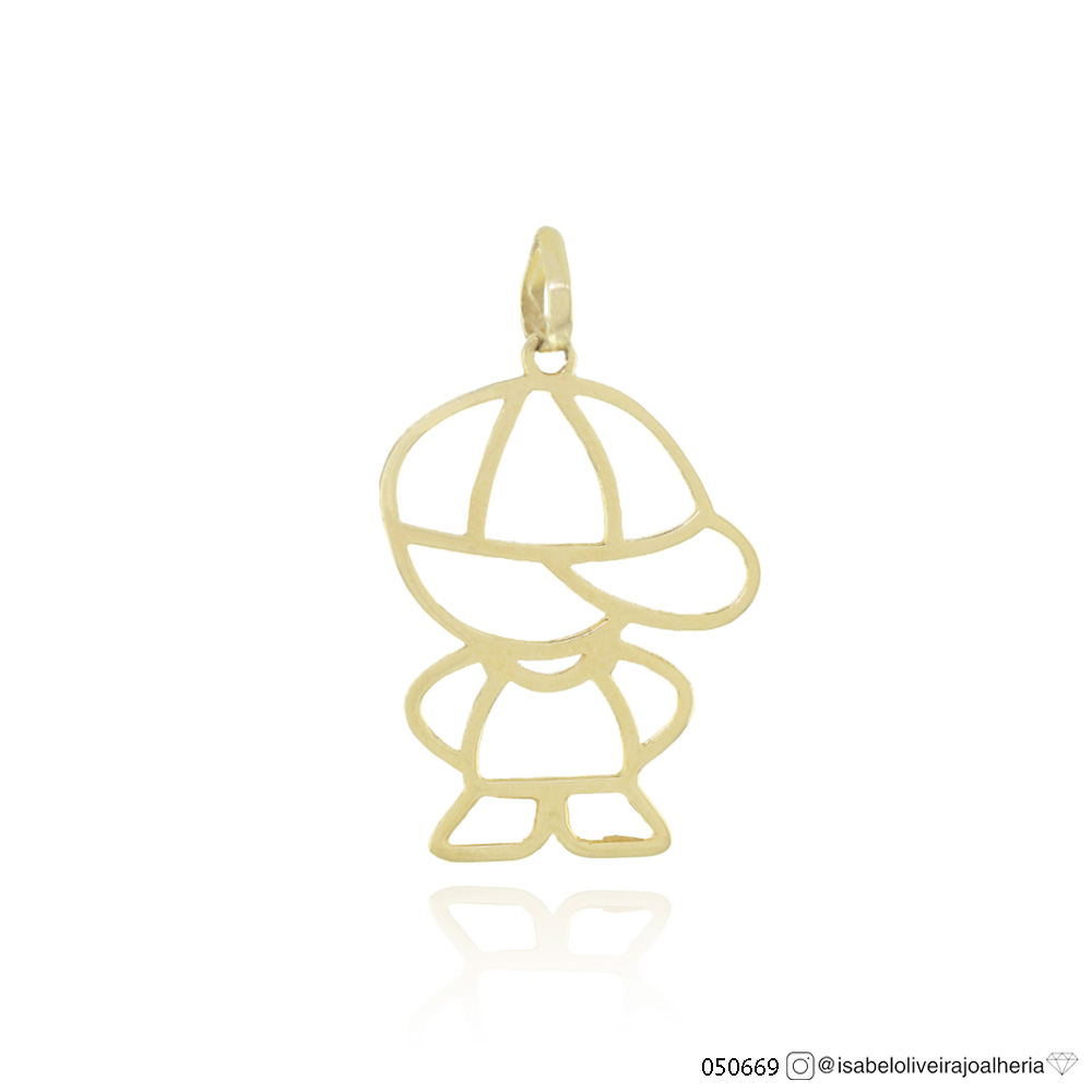 [050669] Pingente Menino Vazado Grande 1g Ouro Amarelo 18k - Coleção Mães e Filhos