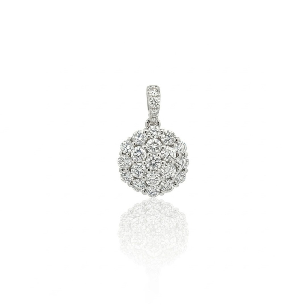Pingente Botão com 23 Diamantes 0,68ct em Ouro Branco 18k