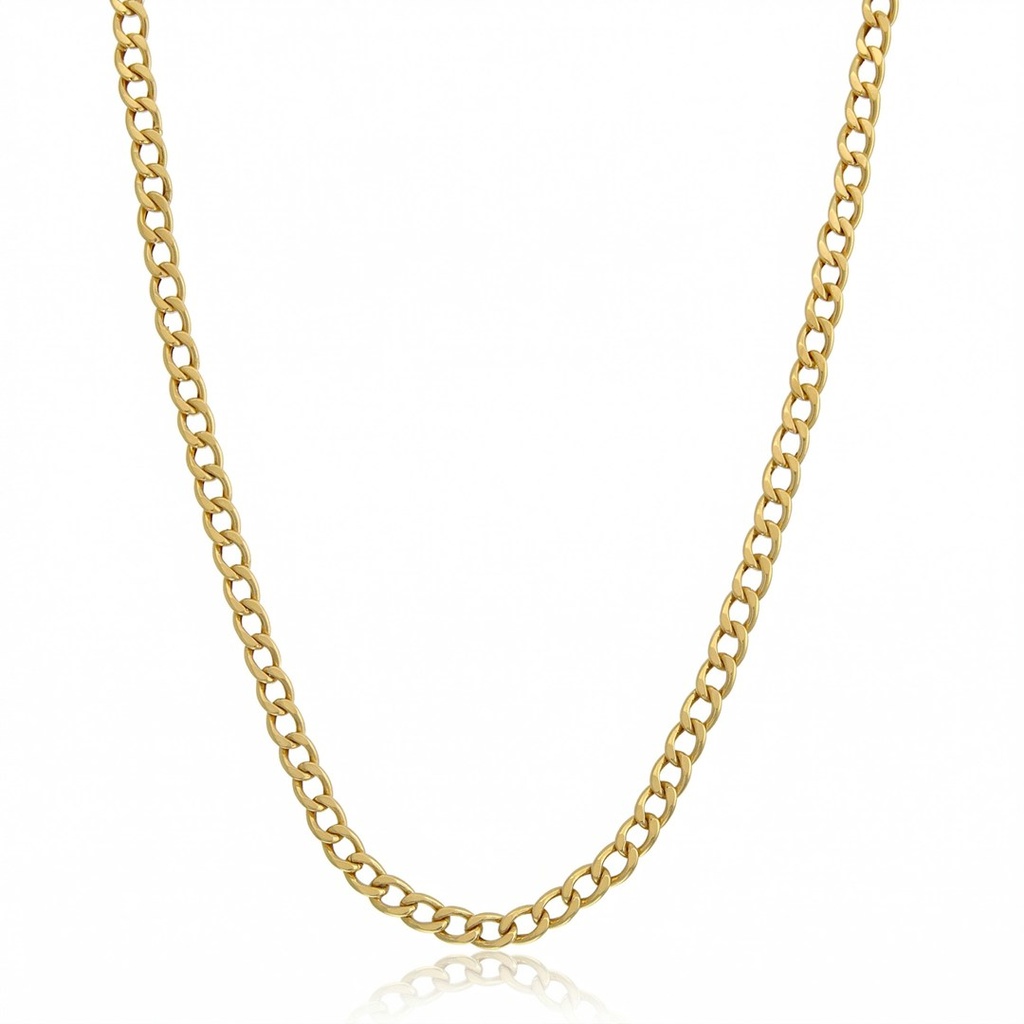 50-Corrente P Groumet Fina Oca Espessura 3,10mm 50cm 5,40g Ouro Amarelo 18k - Coleção Alpha Masculino