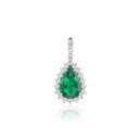 PINGENTE TIRA E POE CLASSICO ESMERALDA COLOMBIANA GOTA 8,95CT 22 BRILHANTES 2,15CT H SI1 6,75G OURO BRANCO 18K - COLEÇAO COLOMBIA EMERALD