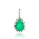 PINGENTE TIRA E POE CLASSICO I ESMERALDA COLOMBIANA GOTA 16,76CT 26 BRILHANTES 2,20CT H VS2 9,72G OURO BRANCO 18K - COLEÇAO COLOMBIA EMERALD