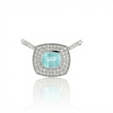 PINGENTE TURMALINA PARAIBA CUSHION 5,38CT 62 BRILHANTES 1,85CT H VS2 9,71G OURO BRANCO 18K - COLEÇAO CARIBBEAN BLUE