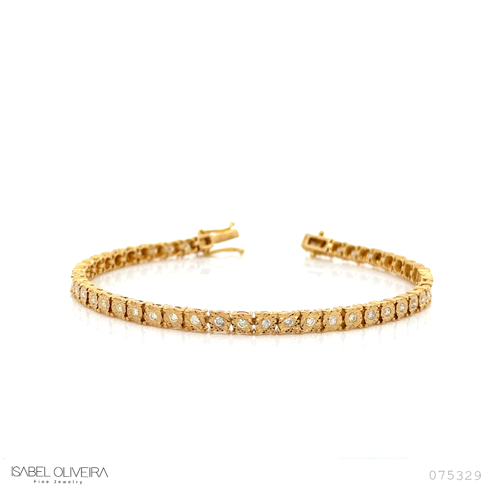 [075329] 1,6-PULSEIRA RIVIERA 48 BRILHANTES 0,77CT 18CM 10,89GOURO AMARELO 18K - COLEÇAO RIVIERAS