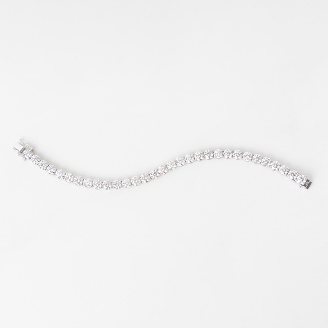 50-PULSEIRA RIVIERA 31 BRILHANTES 15,58CT G VVS2/VS2 16,50CM 14,62G OURO BRANCO 18K - CERTIFICADOS EGL - COLEÇAO RIVIERAS