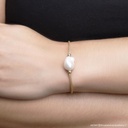 PULSEIRA 1 PEROLA CORRENTE MALHA TRABALHADA 16CM 6,20G OURO AMARELO 18K - COLEÇAO OVER THE MOON