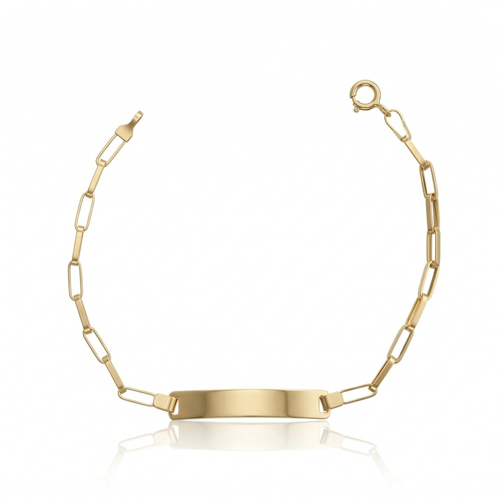[054994] Pulseira Chapinha Corrente Cartier 13cm 1,23g Ouro Amarelo 18k - Coleção Kids