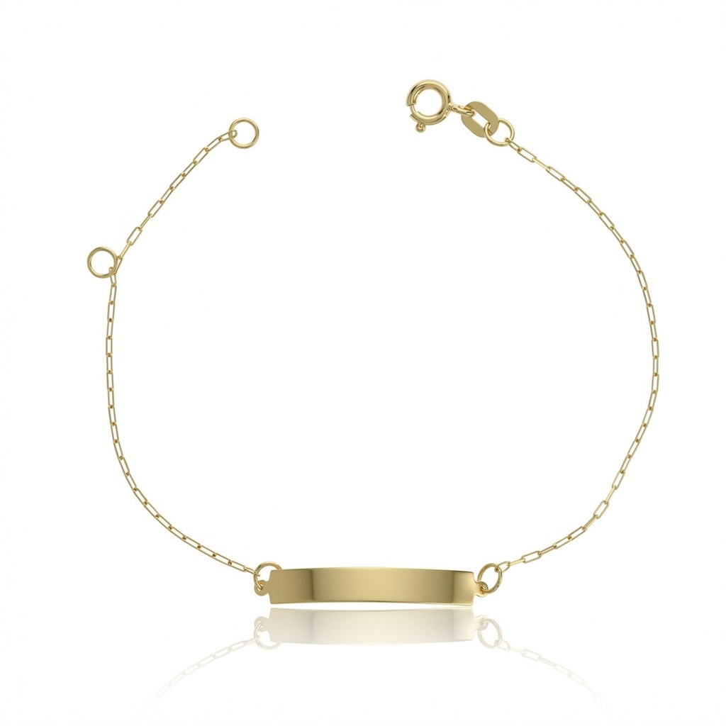 [051821] Pulseira Chapinha Corrente Cartier 15cm 0,70g Ouro Amarelo 18k - Coleção Kids