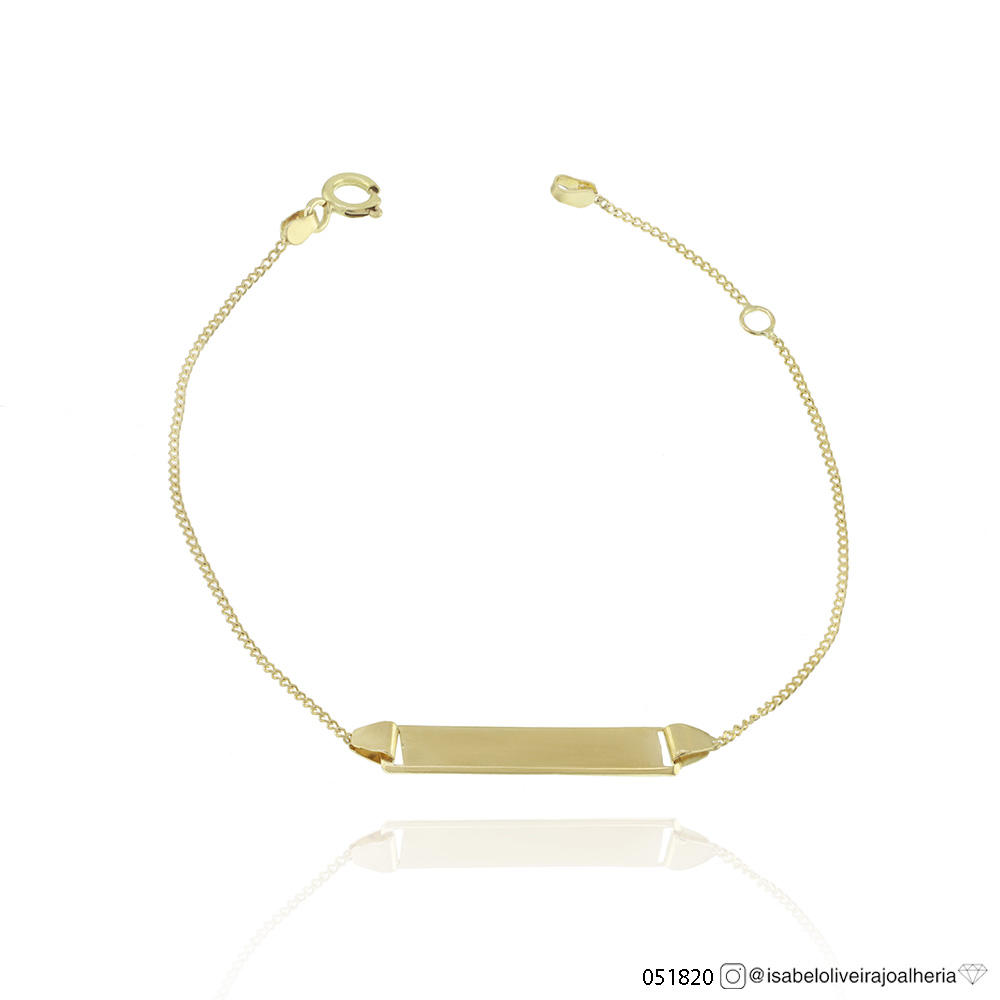 PULSEIRA CHAPINHA CORRENTE GROUMET 15CM 1,59G OURO AMARELO 18K - COLEÇAO KIDS