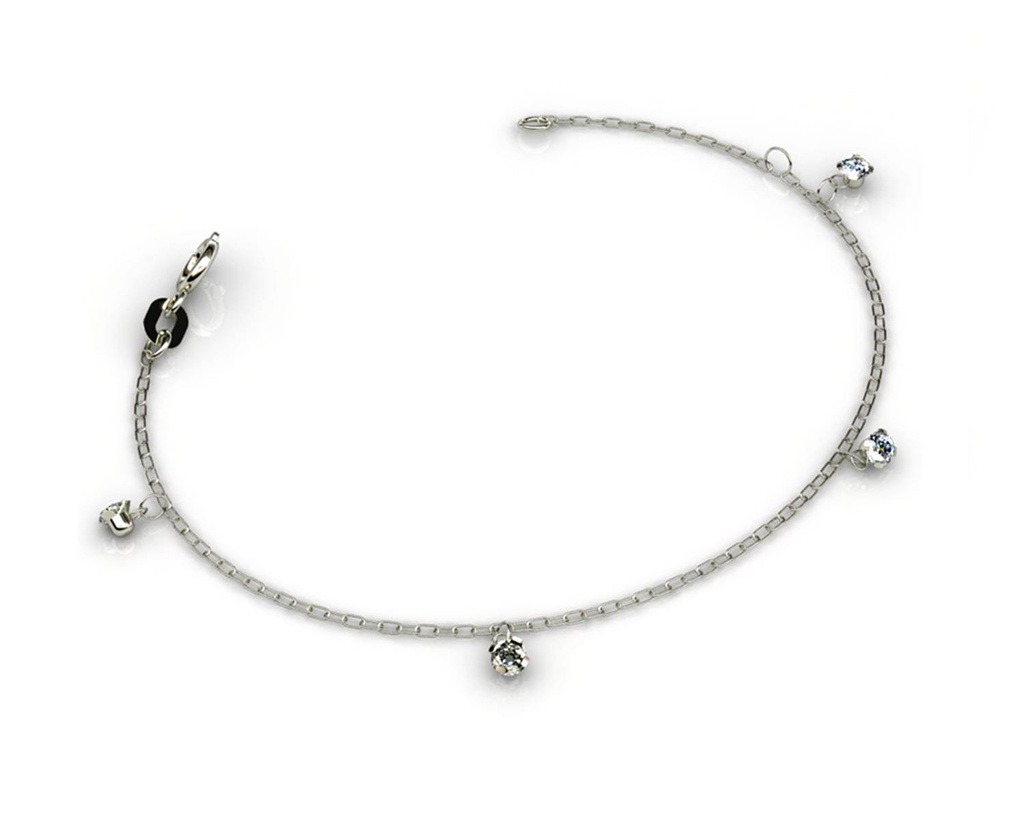 PULSEIRA COM 4 ZIRCONIAS 1,20G OURO BRANCO 18K - COLEÇAO KIDS