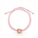 PULSEIRA ELASTICO ROSA COM PONTEIRA SPIKE PINGENTE 12 SAFIRAS COLORIDAS 0,96CT 3,60G OURO AMARELO 18K - COLEÇAO KIDS