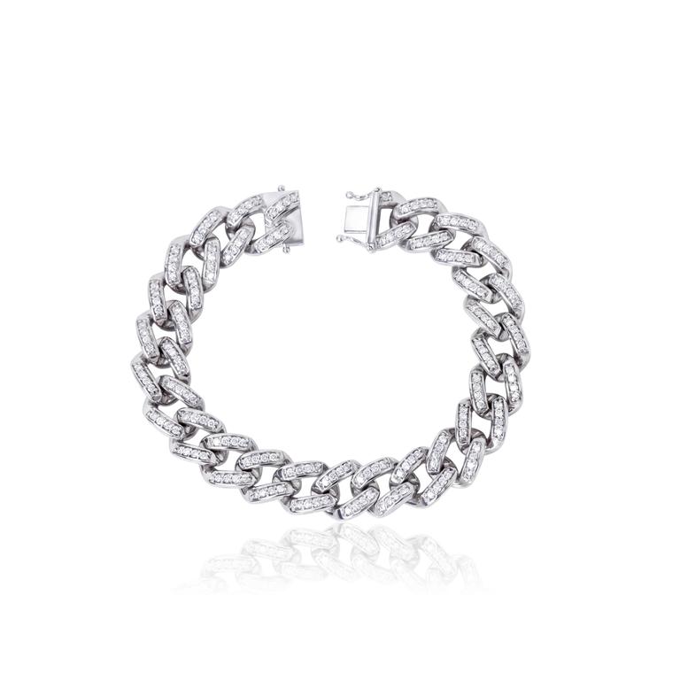 PULSEIRA ELOS GROUMET 185 BRILHANTES 1,96 CT H VS2 17CM 31,20G OURO BRANCO 18K - COLEÇAO ELOS POWER