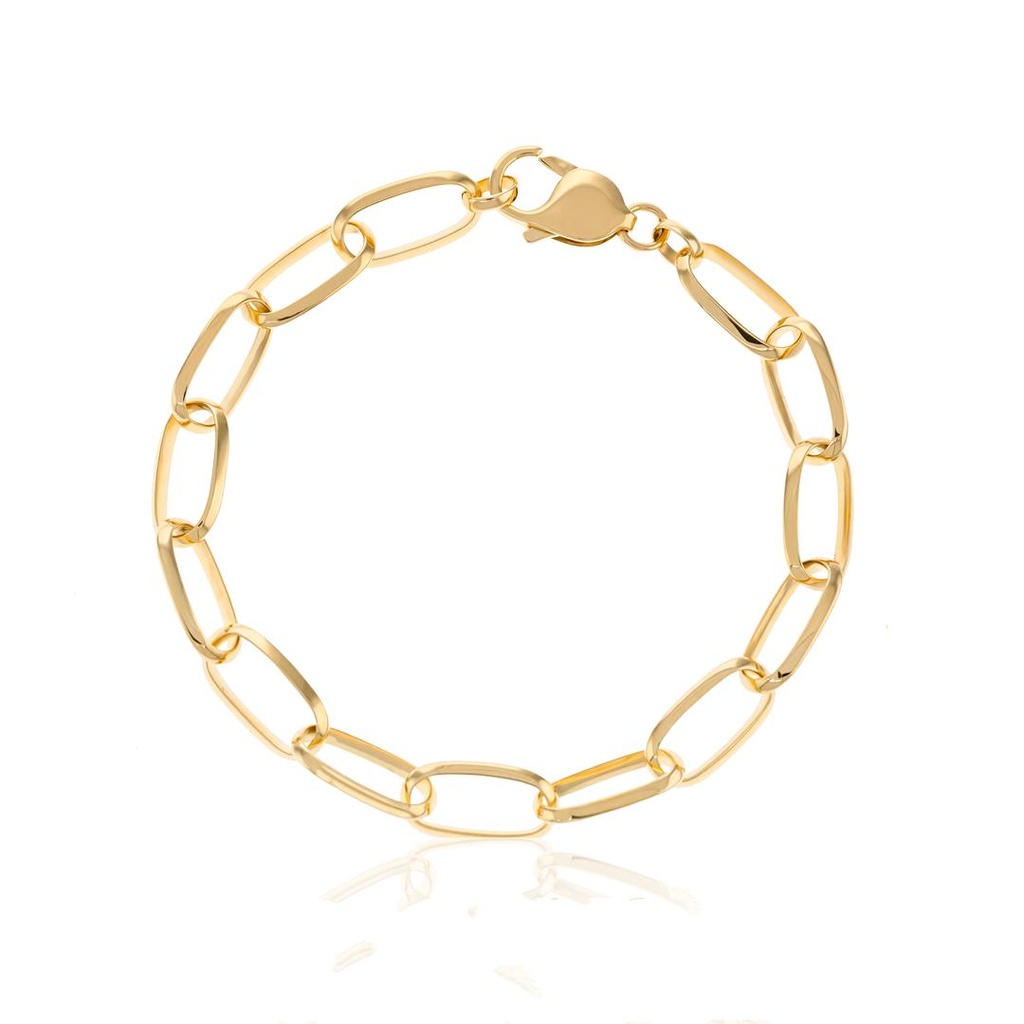 PULSEIRA ELOS OVAIS 21CM 8,20 A 8,60G OURO AMARELO 18K - COLEÇAO ELOS POWER