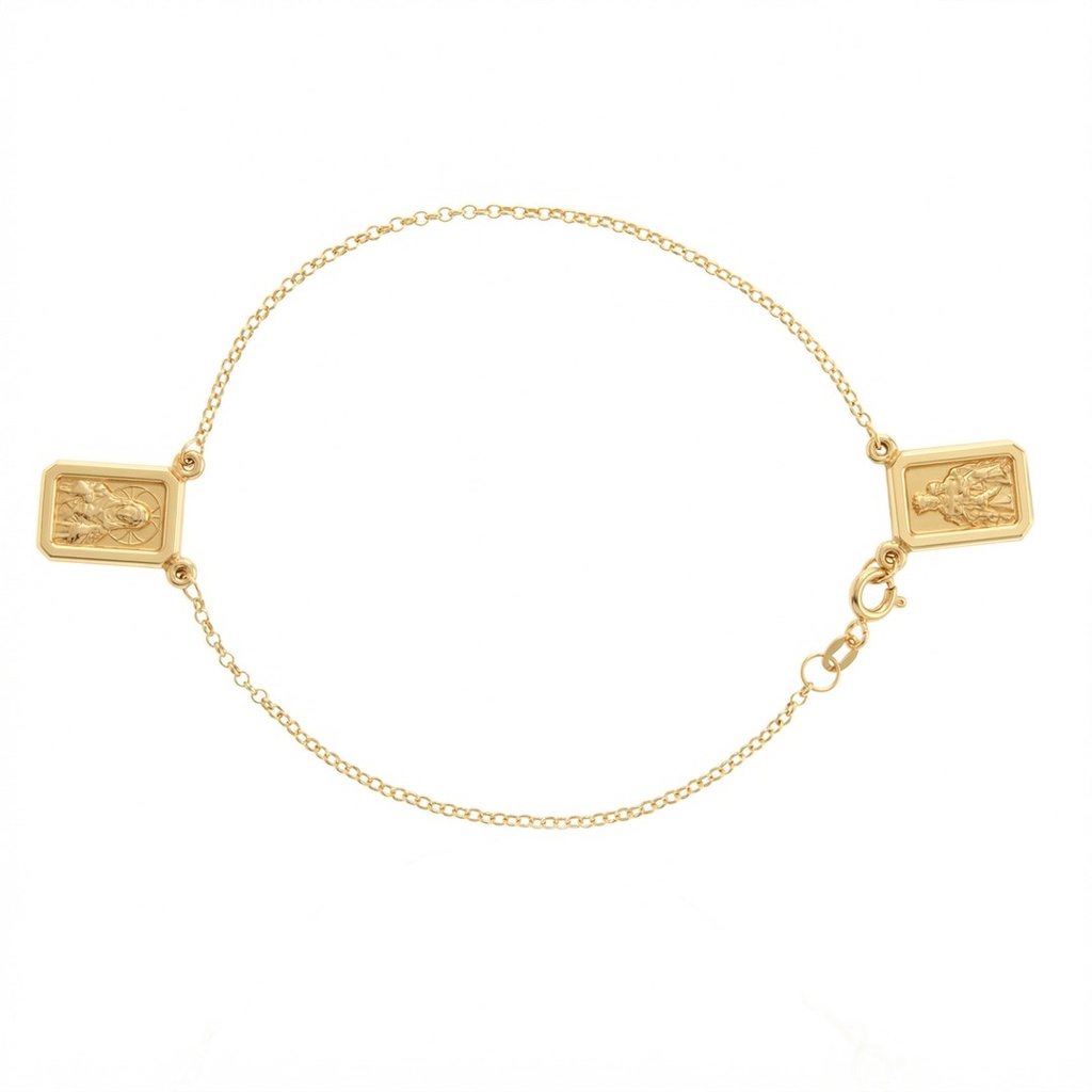 [039044] Pulseira Escapulário 8,80x13,40mm 2,70g 16cm Ouro Amarelo 18k - Coleção Fe Santos