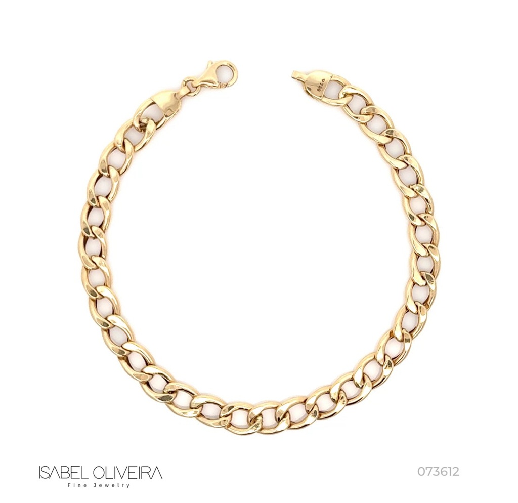 PULSEIRA OCA ELOS GROUMET 6,70MM 21,5CM 6,30G OURO AMARELO 18K - COLEÇAO ALPHA MASCULINO
