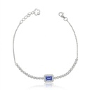 PULSEIRA RIVIERA 1 SAFIRA AZUL 0,66CT 48 BRILHANTES 0,50CT 18,50CM 3,73G OURO BRANCO 18K - COLEÇAO RIVIERAS