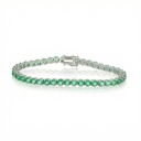 PULSEIRA RIVIERA CAIXA CARTIER 44 ESMERALDAS REDONDAS 3,50MM 7,87CT 16,5CM 10,0G OURO BRANCO 18K - COLEÇAO RIVIERAS
