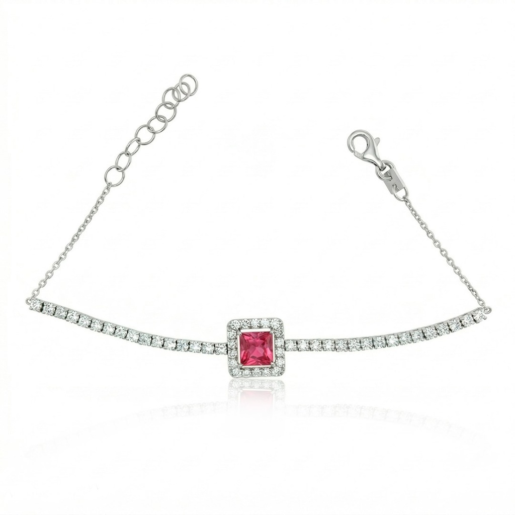[076111] Pulseira Riviera Cartier Rubelita 1,14ct 50 Brilhantes 1,34ct g VS1 com Extensor 18cm 5,54g Ouro Branco 18k - Coleção Rubelita