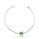 PULSEIRA RIVIERA ESMERALDA 0,59CT 48 BRILHANTES 0,51CT 18,50CM 3,67G OURO BRANCO 18K - COLEÇAO RIVIERAS
