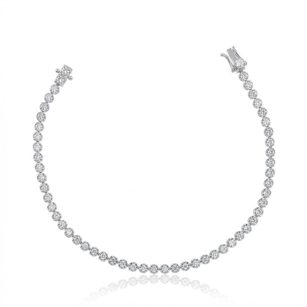 [077009] 1,8-PULSEIRA RIVIERA 53 BRILHANTES 0,98CT 17CM 4,71G OURO BRANCO 18K - COLEÇAO RIVIERAS