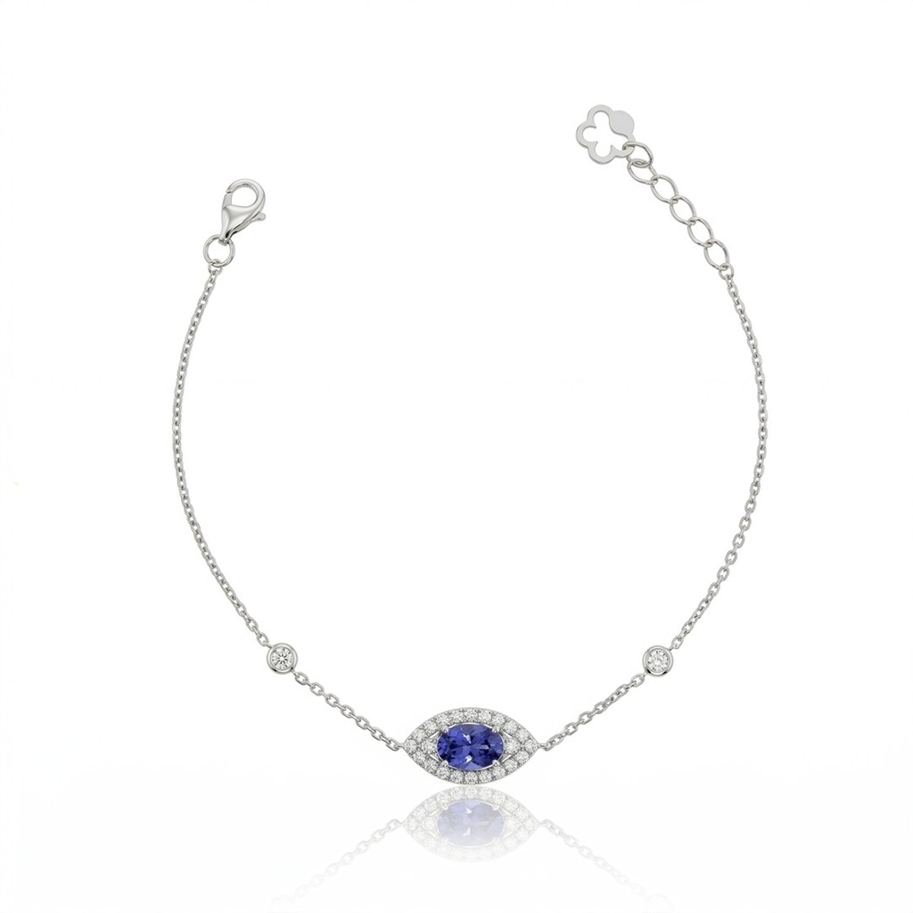 [077057] Pulseira Tanzanita 0,72ct 24 Brilhantes 0,37ct 17,50cm 2,42g Ouro Branco 18k - Coleção Thalassa