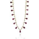 SET5-Colar 17 Rubelitas Gotas 6,49ct 33 Brilhantes 0,78ct H/i VS1 13,87g 45cm Ouro Amarelo 18k - Coleção Rubelita