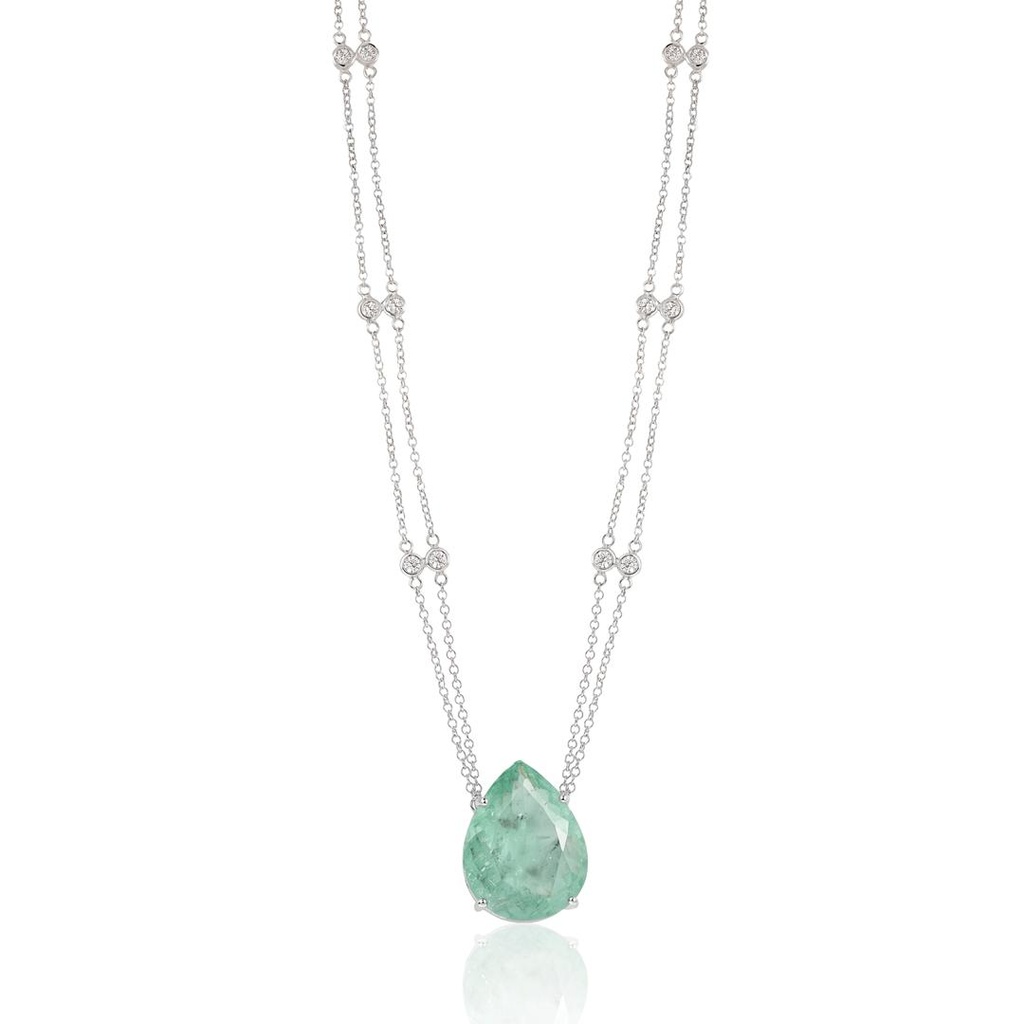 Colar Caribbean Blue 13,90 ct · Ouro Branco 18k