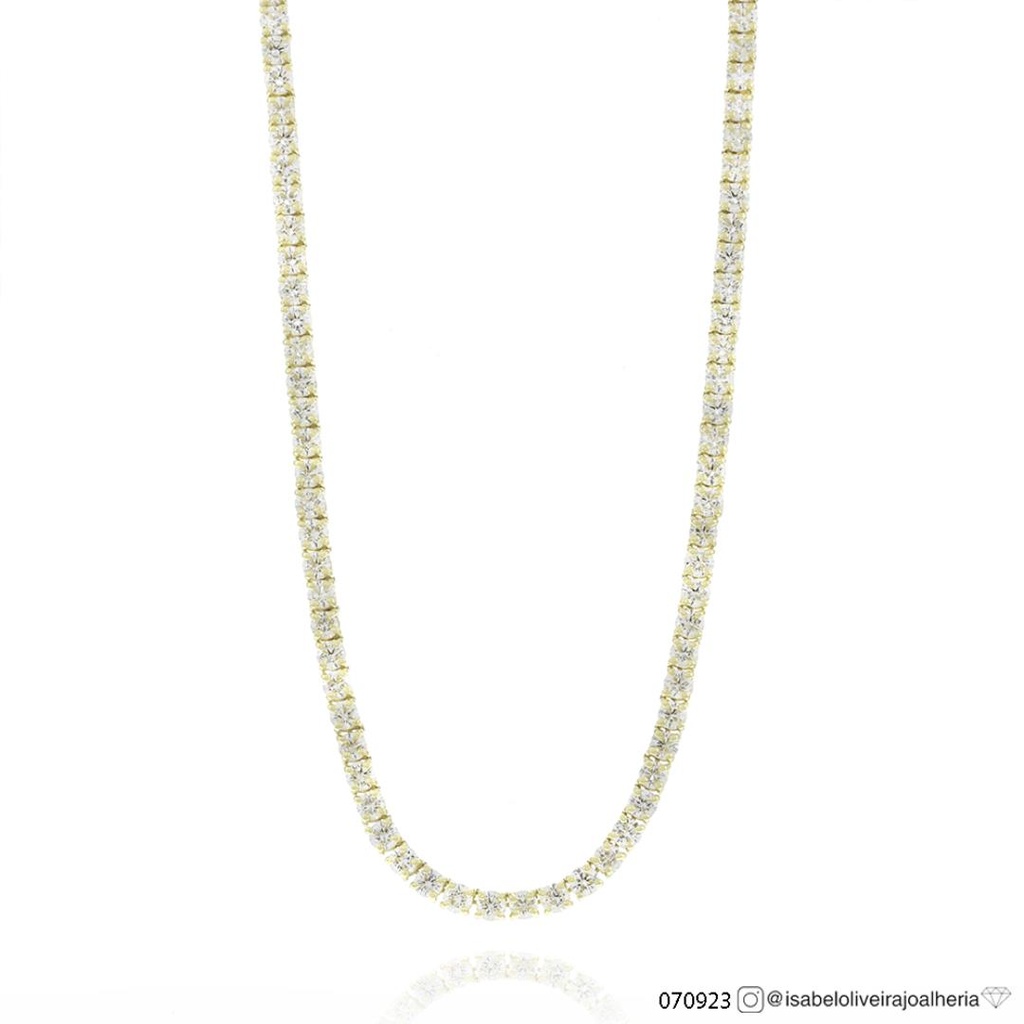 [070923] 7-Colar Riviera 104 Brilhantes 7,93ct g VS1 com Extensor Bolinha 40cm 20,78g Ouro Amarelo 18k - Coleção Rivieras