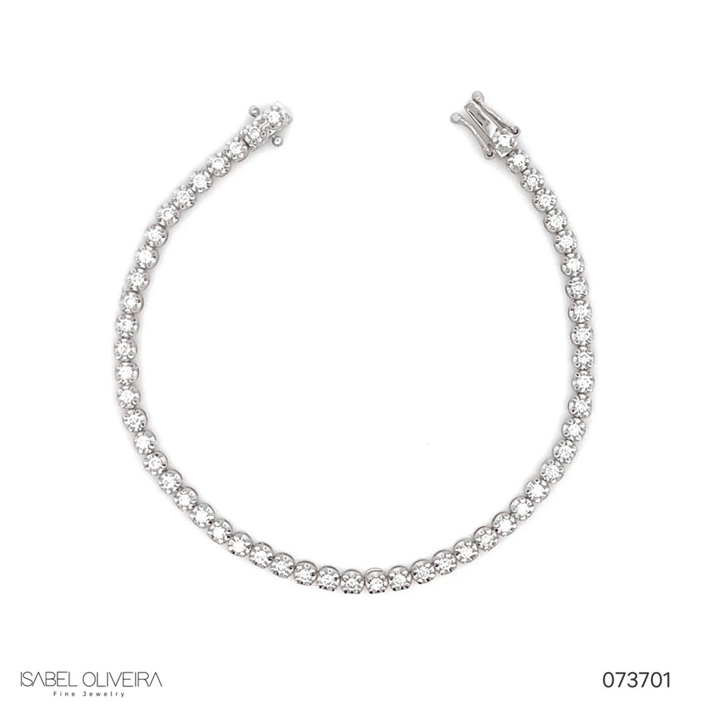 [073701] 1,8-Pulseira Riviera 53 Brilhantes 0,98ct 5,04g 16cm Ouro Branco 18k - Coleção Rivieras