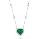 Colar Clássico Esmeralda Colombiana Coração 4,95ct 25 Brilhantes 1,02ct H VS2 50cm 6,72g Ouro Branco 18k - Coleção Colômbia Emerald