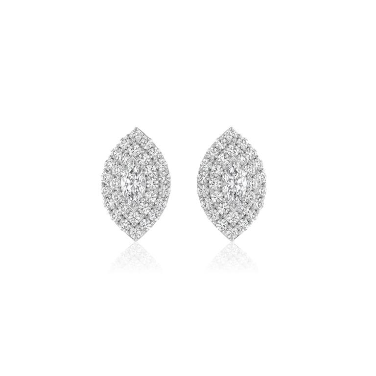 [077411] Brinco Clássico 2 Diamantes Navetes 0,81ct 60 Brilhantes 1,76ct H SI1 7,71g Ouro Branco 18k - Coleção Laisa