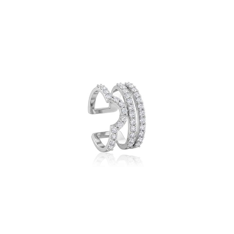 [077515] ANEL FINGER TIPS 37 BRILHANTES 0,64CT H VS2 3,25G OURO BRANCO 18K - COLEÇAO LAISA