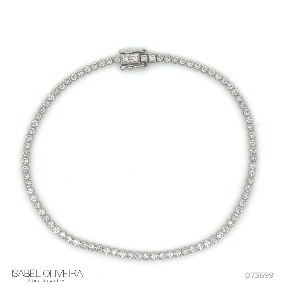[073699] 1,7-Pulseira Riviera 88 Brilhantes 1,52ct 2,38g 16,50cm Ouro Branco 18k - Coleção Rivieras