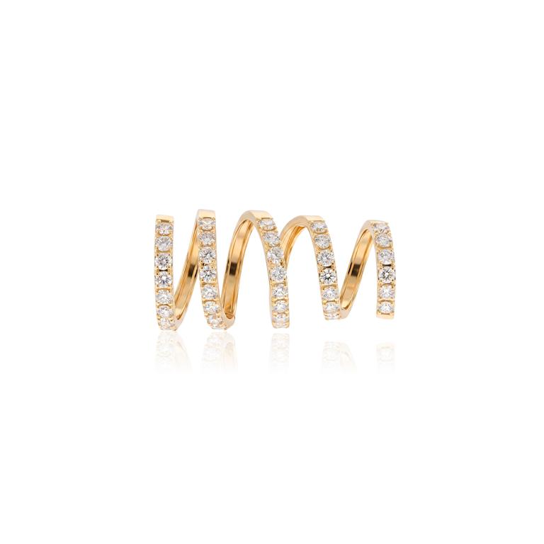 ANEL MALEAVEL 5 AROS 37 BRILHANTES 4,07CT H VS2 16,75G OURO AMARELO 18K - COLEÇAO LAISA