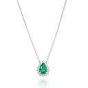 Colar Clássico Esmeralda Brasileira Gota 1,18ct 14 Brilhantes 0,42ct H SI1 45cm 3,75g Ouro Branco 18k - Coleção Brazilian Emerald