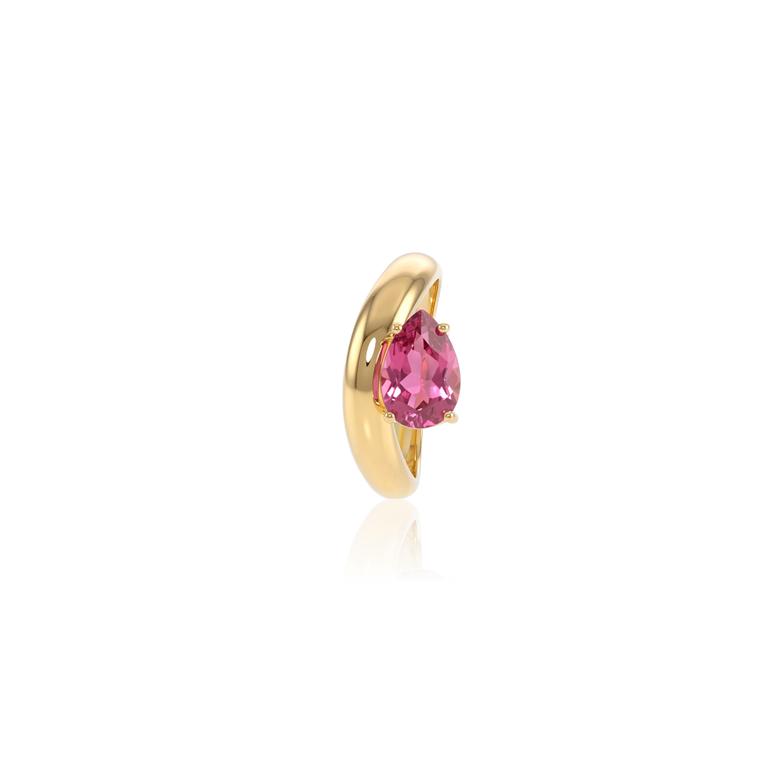 [077373] Anel Dedinho Bombê Rubelita Gota 1,41ct 3,50g Ouro Amarelo 18k - Coleção Rubelita