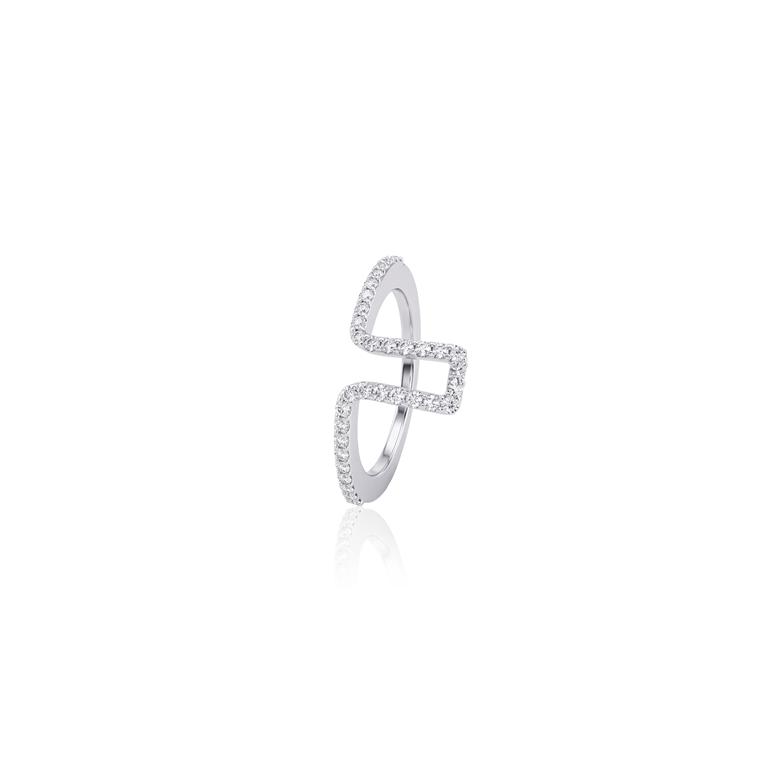 [077495] Case Tam 9 para Oura Ring 4 36 Brilhantes 0,50ct H VS2 4,19g Ouro Branco 18k - Coleção Laisa
