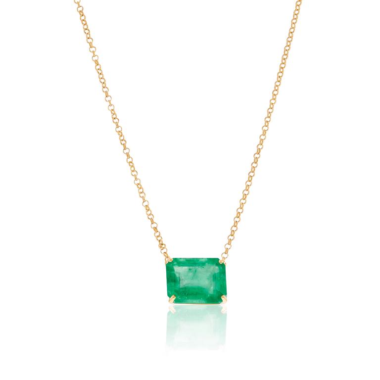 [076584] Colar Esmeralda Colombiana Retangular 4,54ct Corrente Elo Português 45cm 3,92g Ouro Amarelo 18k - Coleção Colômbia Emerald