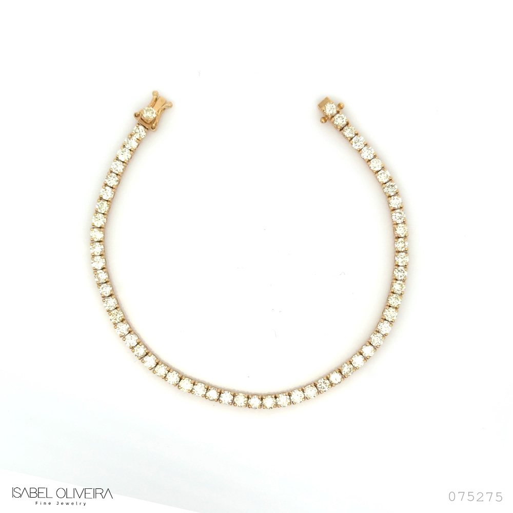 9-PULSEIRA RIVIERA 56 BRILHANTES 5,21CT 17CM 8,42G OURO AMARELO 18K - COLEÇAO RIVIERAS