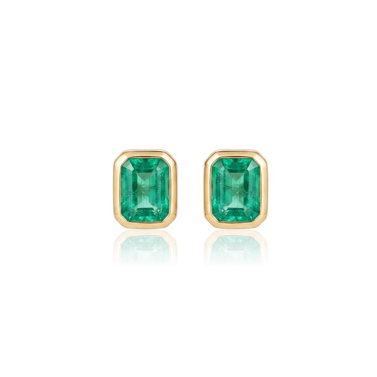 Brinco Fosco 2 Esmeraldas Colombianas Octogonal 3,92ct 5,88g Ouro Amarelo 18k - Coleção Colômbia Emerald